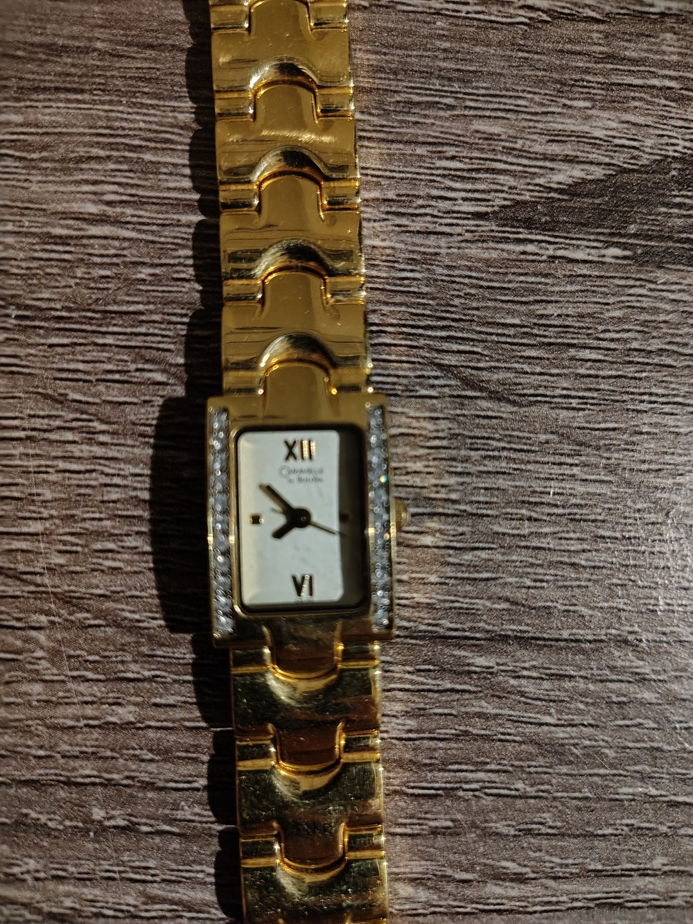 Bulova Gold Women's Rectangular Bracelet Watch with Crystal Accents